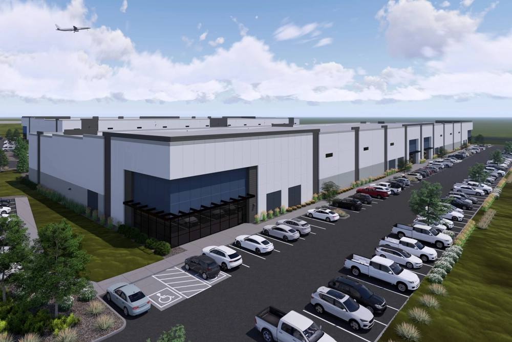 rendering of aerial view of industrial building